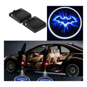 Lumières décoratives Porte de voiture sans fil Bienvenue Lumière Aucun type de forage Cool Bat Logo Led Laser Shadow Projecteur Lampe pour la plupart des voitures Drop Del Dhonn