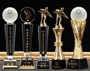 Objetos decorativos DIY Snooker Billiards Crystal K9 Champion Trophy Awards Creador Nombre de láser 230815