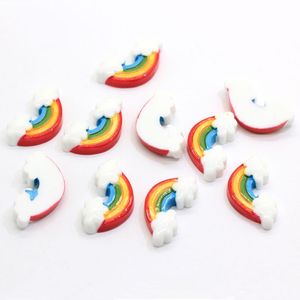 Objets décoratifs Figurines 10/50pcs vente en gros 30MM résine Flabtack arc-en-ciel nuage Cabochons dos plat artisanat breloques bijoux Maki