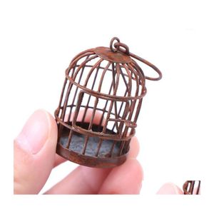 Objets décoratifs Figurines 1Pc 112 Échelle Métal Cage À Oiseaux Avec Cage À Oiseaux Maison De Poupée Miniature Jardin Ornements Drop Delivery Home D Dhziq