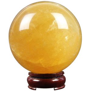 Figuritas de objetos decorativos, 1 pieza, esfera de calcita amarilla Natural aleatoria, bola de cristal de cuarzo, piedra curativa de Reiki, decoración de la habitación del hogar, regalo