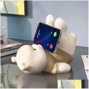 Objets décoratifs Figurines Bear Tablet Phone Mobile Phoneder pour iPad Decoration Study Office Office Office Ornements de bureau Anniversaire DHMUQ