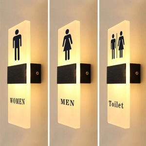 Objets décoratifs Figurines BILEEDA Panneau de porte de toilettes à LED pour toilettes Toilettes Salle de bains Affichage d'entrée 29x11cm Acrylique Personnalisé Wc Signage Drop 230725