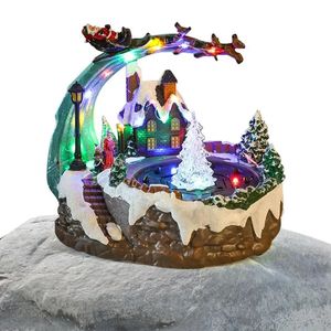 Objets Déco Figurines Boîte à Musique de Noël | Ornement rotatif en résine brillante rechargeable par USB avec fontaine | Décors à piles avec arbre de Noël 231019
