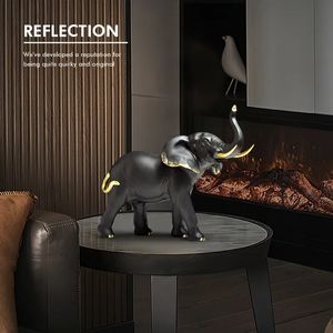 Objets décoratifs Figurines Creative Home Decor Figurine d'éléphant noir et blanc Nouveauté Salon Armoire Bibliothèque Accessoires Résine Statues d'animaux 230928