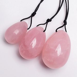 Decorative Objects & Figurines Drilled Jade Eggs Natural Rose Quartz Yoni Egg For Kegel Exercise Crystal Sphere Vaginal Ben Wa Ball Massage