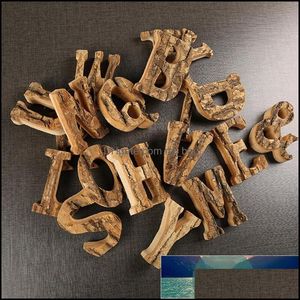 Objets décoratifs Figurines Accents de maison Décor Jardin avec bois d'écorce Rétro en bois Lettres anglaises Numéro de l'alphabet pour la cafétéria