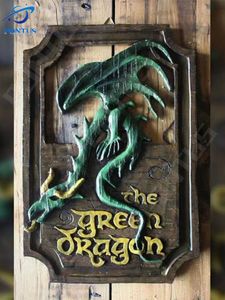 Objets décoratifs Figurines Longma Résine Artisanat Les Anneaux Seigneur de Cabré et Vert Dragon Pub Signs Set Art Moderne Décorations Maison Mur 230307