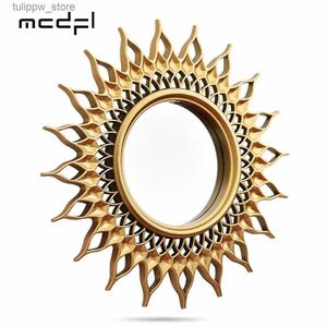 Objets Décoratifs Figurines MCDFL Miroir Solaire Or Rond Décoratif Mur Sunburst Miroirs Accessoires De Décoration De La Maison Vintage Boho Décor Chambre Ornements De Bain