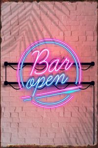 Objets décoratifs Figurines Neon Bar Open Decoration Metal Sign Tin Plates Wall Decor Room Retro Vintage For Home Club Man Cave Cafe 230613