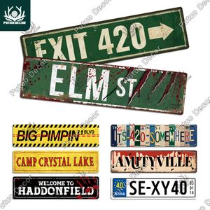 Objets décoratifs Figurines Putuo Elm Street Sign Stoner 420 Accessoires Plaque en métal Art mural pour film d'horreur Grunge Chambre Chèvre Décor Weed Cadeaux Hommes 230412