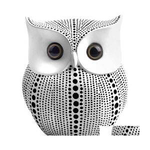 Objets Décoratifs Figurines Petit Bundle De Statue De Hibou Ouvré Avec Noir Et Blanc Pour Accents De Décoration Intérieure Salon Chambre Offic Dhpfi