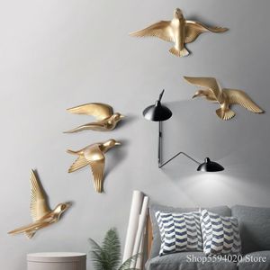 Decorative Objects Figurines Soft Dress Creative Bird Wall Decoration Living Room Porch TV Background Pendant Laser Cube Engraver Home Decor 230728