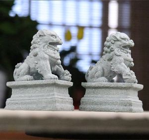 Objetos decorativos Figuras Estatuas foo shui feng figurine perros de piedra en miniatura escultura decoración tutor de la prosperidad china par par