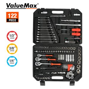 Figuras de objetos decorativos Valuemax 8 150pc Terramientas manuales Kit de reparación de automóviles Caja de herramientas mecánicas para la llave del casco Ratchet Ratchet 230816