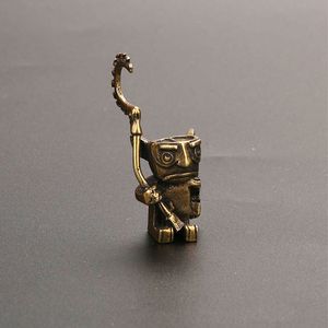 Objets décoratifs Figurines Vintage Pur Cuivre Robot Garde Statue Ornement Dessin Animé Anciens Personnages Gardes Miniature Bureau Décorations Artisanat 230419