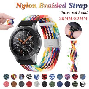 Bracelet élastique en nylon 20mm 22mm pour Samsung Galaxy Watch 4/3 42mm 46mm Gear s3 Band pour Amazfit Bip Huawei GT 2 ajuster Sport Wirst