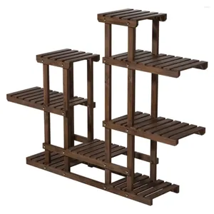 Plaques décoratives Stand de plante à plusieurs niveaux 6 niveaux Pine Wood Pots succulent Planteur Display Rack Balcon Potted Flower Shelf Outdoor intérieur