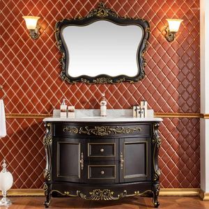 Plaques décoratives Washstand Oak Black Gol Silver Washbasin Cabinet Cabinet en bois massif