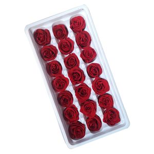 Rose rose rouge éternelle Rose réelle Roses préservées fleur avec boîte cadeau pour la mère ou la Saint-Valentin en gros 21pcs par boîte