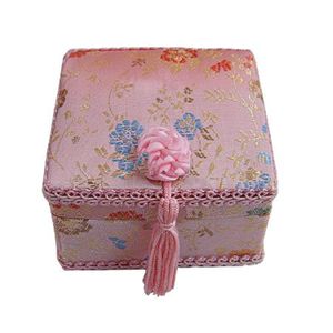 Caja de regalo de joyería grande con borlas de encaje decorativas, embalaje artesanal, brocado de seda Floral, cartón, maquillaje, pulsera, collar de cuentas, caja de almacenamiento