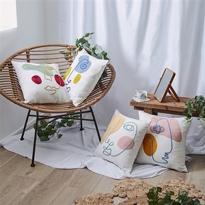 Couvre-oreillers à lancer décoratif 18x18 pouces en lin carré doux blanc moderne coussin boho coussins pour canapé canapé salon décor