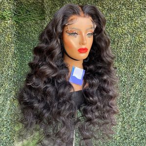 Deep 250% avant 13x4 HD Lace Frontal Human Heuving Wigs for Women Loose Wave Synthetic Wig pré-cueilli AL