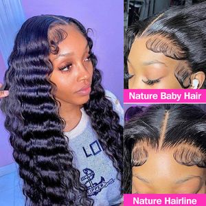 Deep Wave 360 Lace Frontal Wig Human Hair Curly Transparent Lace Front