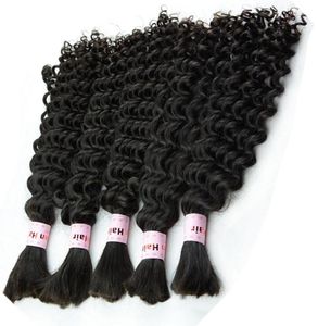 Extensions de cheveux brésiliens Deep Wave Bundle Curly Micro Braids Human Bulk Hair Mix Longueur 345pcs / lot 1228inch pleine tête DHL18825657367906