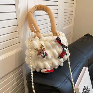 Bolsa para sillín de ciervo, bolsa tejida hecha a mano, línea de bolas, bolsa de Material casera de malla para regalo de Navidad para niños