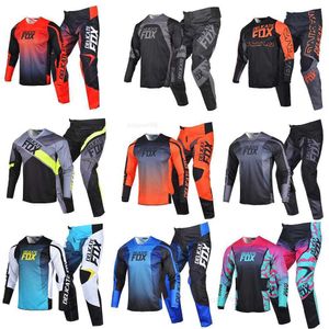 Ensemble d'équipement de course de Motocross Fox délicat, maillot et pantalon MX Combo Moto Cross Enduro, combinaison de vélo de montagne pour adultes