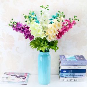 Delphinium-flores artificiales de seda, jacinto para fiesta, hogar, boda, florero, decoración, flor de plástico falsa, 6 colores