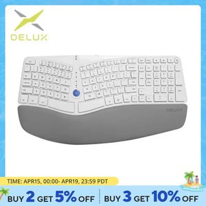 Delux GM901d Wireless Ergononic Split Clavier avec 24g USB et BTBT1BT2 AAA Batterie Soft Palm Rest pour Windows Mac 240418