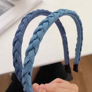 Diadema con trenzas de mezclilla, aro de pelo anudado trenzado de vaquero, diadema fina Simple, accesorios para el cabello de moda para niñas