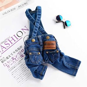 Denim Dog Sumpsuit Ropa para mascotas para la chaqueta de abrigo Jean Ropa de bulldog francés Small S Chihuahua Yorkshire 211027