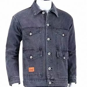 Chaquetas de mezclilla Hombre Cargo Jeans Abrigo para hombres Abrigo gris japonés Invierno 2023 Lxury Alta calidad Precio barato Tablero elegante G D8GN #