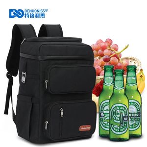 DENUONISS Picnic Cooler Bag Large Capacity Camping Meal Thermal Backpack With Bottle Opener 100% Leakproof Insulated Cooler Bags 231226