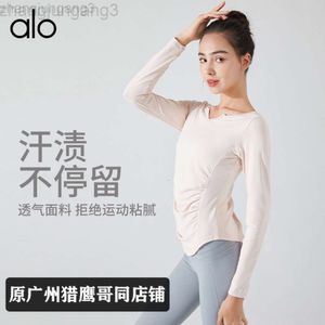 Desginer Aloo Yoga Tops Suit Top à manches longues pour femmes Automne et hiver T-shirt de sport amincissant et à séchage rapide Costume de danse Fitness