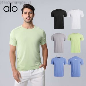 Desginer Alooo Yoga T Shirt Top Clothe Short Man Men Summer Secar Rápido Camiseta de trabajo Fitness Correr al aire libre Sweating Absorbing Mens Actividad Sune corta