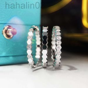 Desginer Chamet Jewelry Pulsera Shangjia Tongti S925 Chapado en plata pura Oro de 24 k Panal Sin diamantes Anillo de diamantes completo con anillo apilado hexagonal Mujer