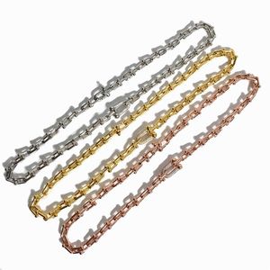 Design Brand Love T Collier avec cristal Accessoires en acier inoxydable Zircon Heart U type collier en bambou pour femmes Jewelry272a
