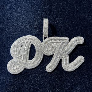 Collier avec pendentif en forme de lettre et de nom personnalisé, pour chaîne cubaine glacée, collier Initial, bijoux hip hop personnalisés