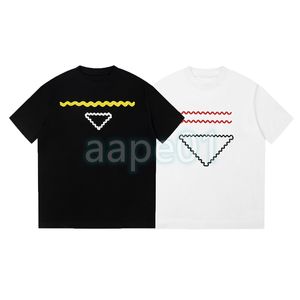 Conception De Luxe Hommes T-shirt Simple Ligne Triangle Broderie À Manches Courtes D'été Respirant T-shirt Casual Couple Top Noir Blanc
