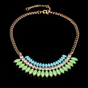 Design Sweet Girls Favorite Chic Gold Color Fresh Green Chunky Collier Chokers