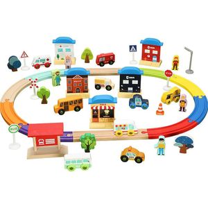 conception en gros Véhicule Jouets train en bois ensemble éducatif pour kis DIY voiture de police lycée scène compatible