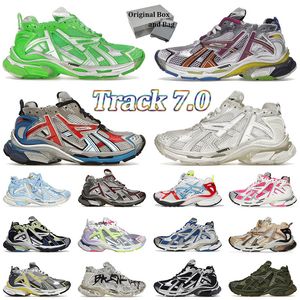 balenciaga track runners 7.0 balencaigas tracks Top Fashion Men 's shoes Platform Sports shoes retro White and White laser Blue Pink graffiti Men and Women 【code ：L】