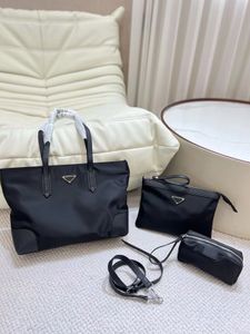 Designer 3 pi￨ces Set Nylon Totes Women Fashion Shopping Sacs Tots Black Plays Purseurs Crayon