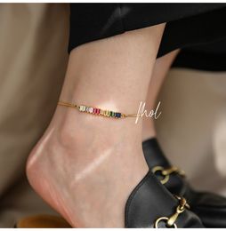 Bracelet de cheville de créateur pour femmes, nouvelle mode amour pour femme, marque de lettres simples, bijoux de cheville en diamant pour dame