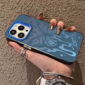 Designer Apple Phone Case Designer pour iPhone 15 Pro Max Cases Plus mignon 11 12 13 14 Luxury Fashion Cover Shell Rind Butterfly Electroplate Scrawl Shell