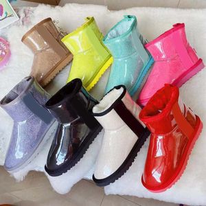 Designer Australian Classic PVC Clear Imperproof Mini Boots Australia Femmes Femmes d'hiver Snow Fur Furry Girls Kid Satin Boot Men de la cheville